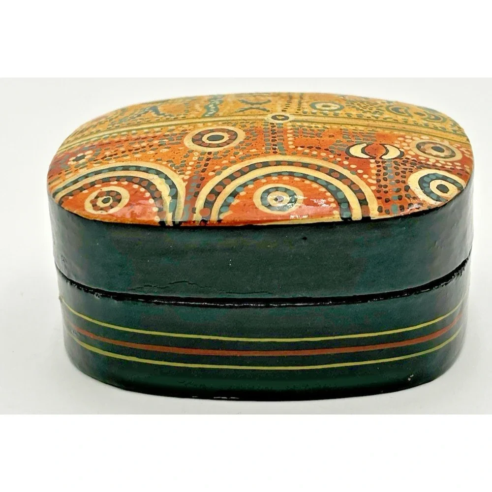 Better World Arts Handcrafted‎ Paper Mache Tribal Trinket Box Alec Baker Aussie